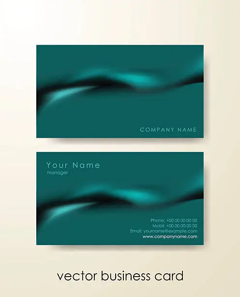 Vector illustration of Set of blue horizontal abstract business cards on grey background.