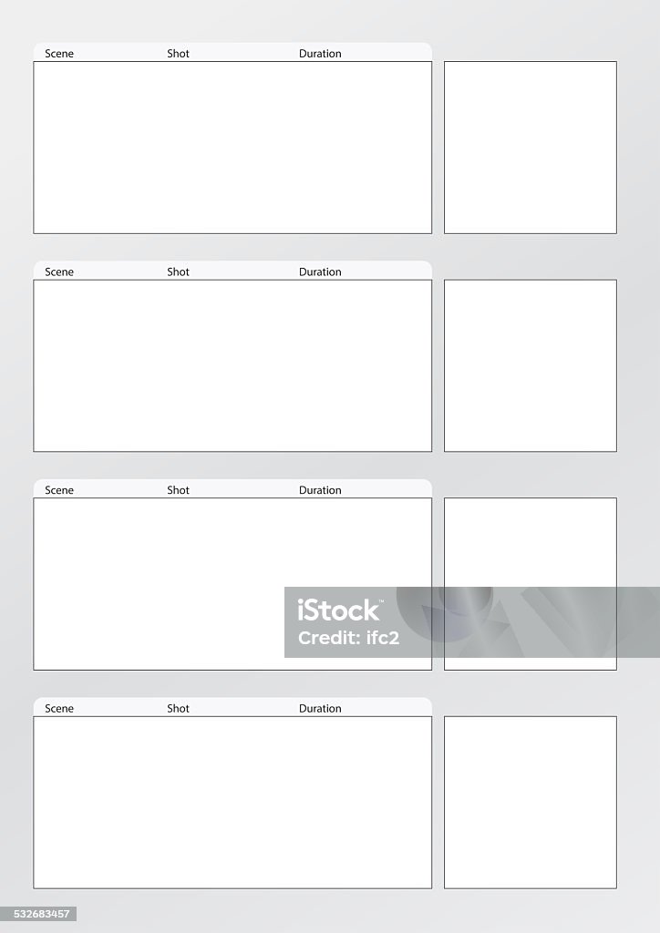 Film storyboard template vertical x4 Professional of film storyboard template for easy to present the process of story. Storyboard Stock Photo