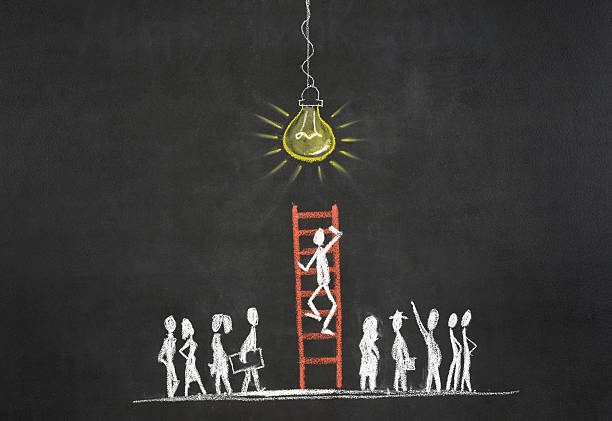 istock Stick Figure Climbing Ladder Of Success 532688049