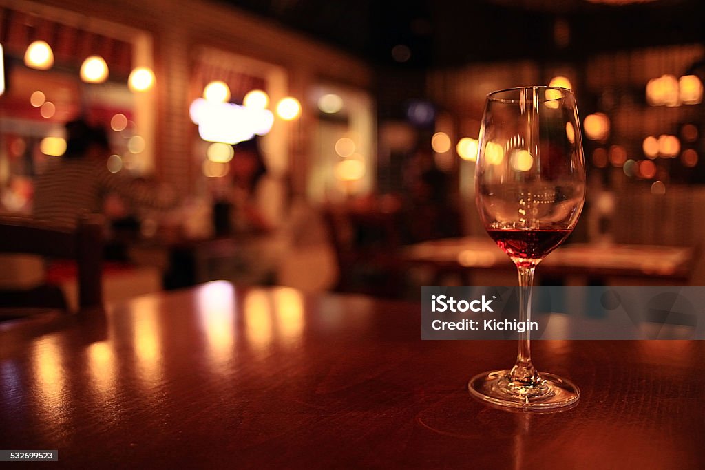 glass with red wine, tasting, restaurant 2015 Stock Photo