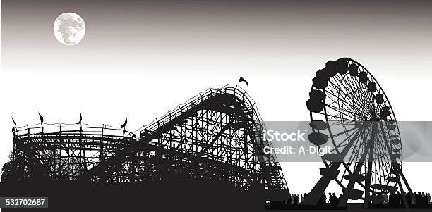 Giantwheel Stock Illustration - Download Image Now - Ferris Wheel, In Silhouette, Rollercoaster