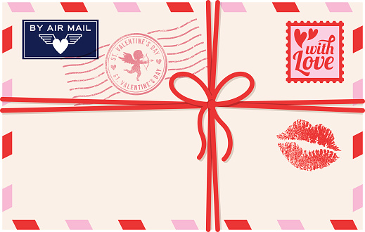 St. Valentine's Day - air mail love letter.