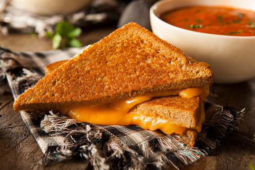 Homemade Grilled Cheese with Tomato Soup for Lunch