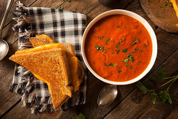 Homemade Grilled Cheese with Tomato Soup for Lunch