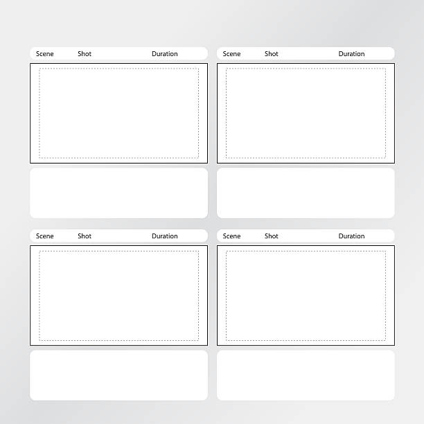 storyboard template x4 square Professional of film storyboard template for easy to present the process of story. storyboard template stock pictures, royalty-free photos & images