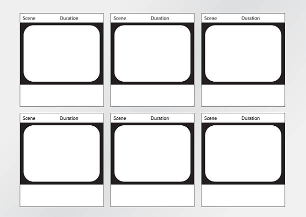 TV commercial frame storyboard template x6 Professional of film storyboard template for easy to present the process of story. storyboard template stock pictures, royalty-free photos & images