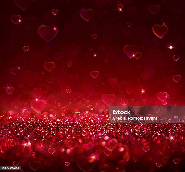 Romantic Valentine Background With Shining Hearts Stock Photo - Download Image Now - 2015, Abstract, Backgrounds