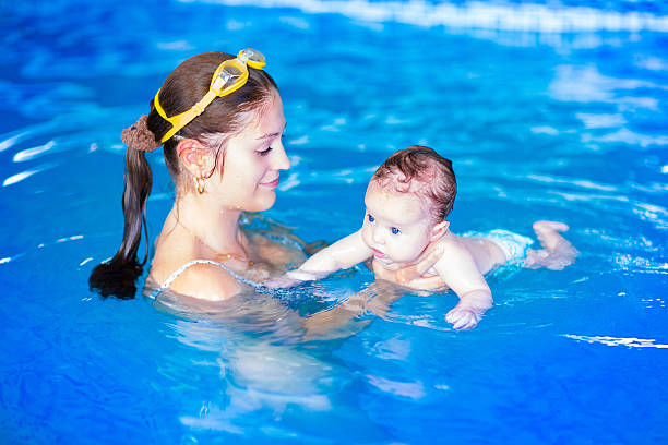 istock Mother and baby in  pool 532705897