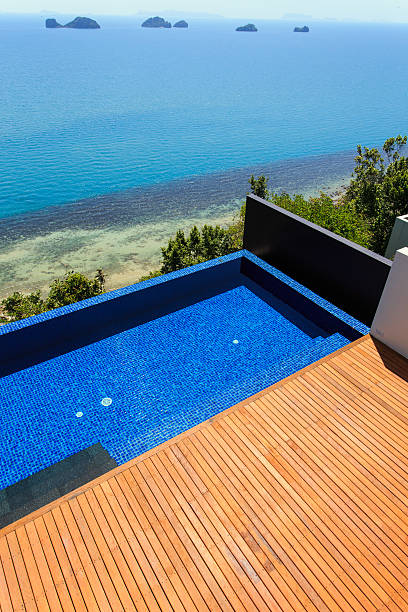 istock Wooden flooring beside the pool 532705963