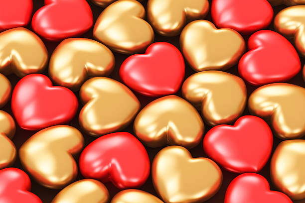 istock Red and golden hearts 532725905
