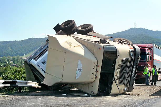 Truck crash stock photo