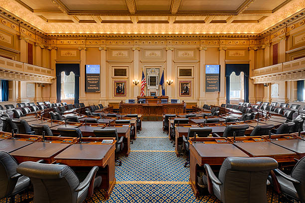 Virginia House Chamber Richmond, Virginia, USA - December 15, 2014: House of Representatives chamber in the Virginia State Capitol building house of representatives photos stock pictures, royalty-free photos & images
