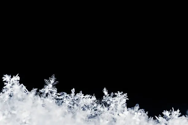 Extreme Close-Up of a snowflake on black