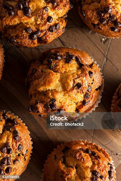 Homemade Chocolate Chip Muffins Stock Photo - Download Image Now - 2015, Backgrounds, Baked