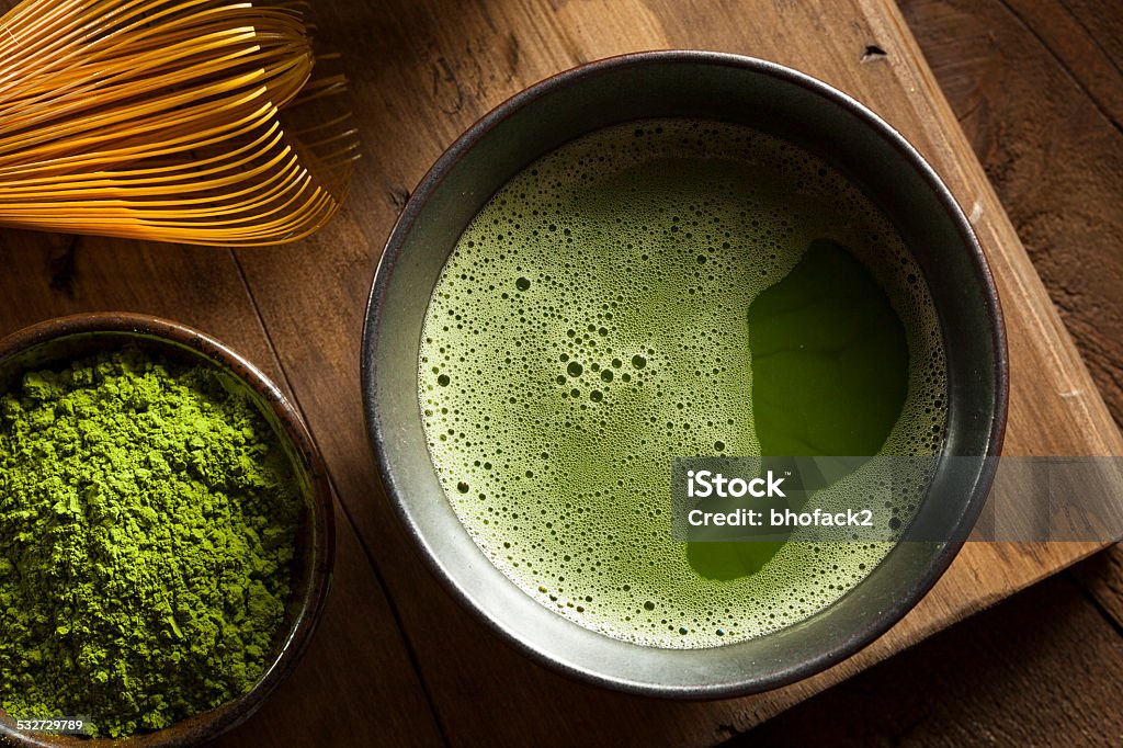 Organic Green Matcha Tea Organic Green Matcha Tea in a Bowl Matcha Tea Stock Photo