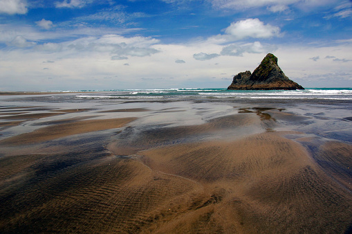 New Zealand, north island west coast beach at Karekare near Piha, Waitakere Ranges west of Auckland New Zealand