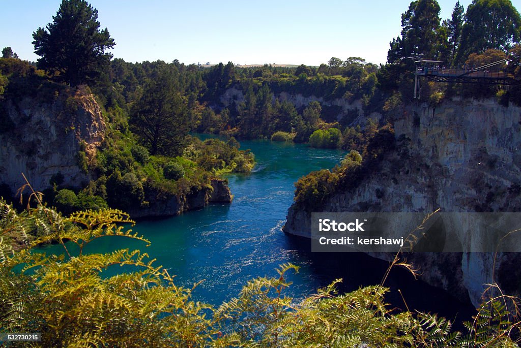 Bungy Jumping Platform Waitako River, Taupo, New Zealand Waikato River gorge with Bungy jumping platform Taupo New Zealand Bungee Jumping Stock Photo