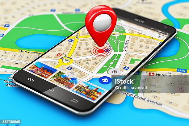 Gps Navigation Concept Stock Photo - Download Image Now - Direction, Map, Famous Place