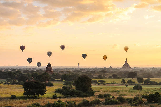 istock Balloon Bagan pagoda with sunrise 532746901