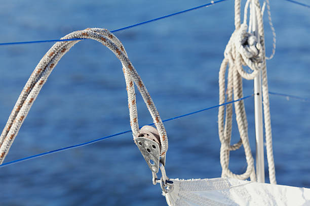 istock Rope and winch on a sailing vessel closeup 532748231