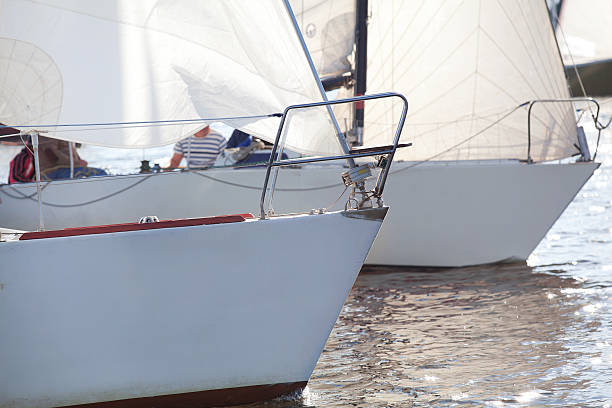 istock Bows of yacht on regatta 532748239