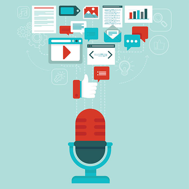 Vector podcast concept in flat style vector art illustration