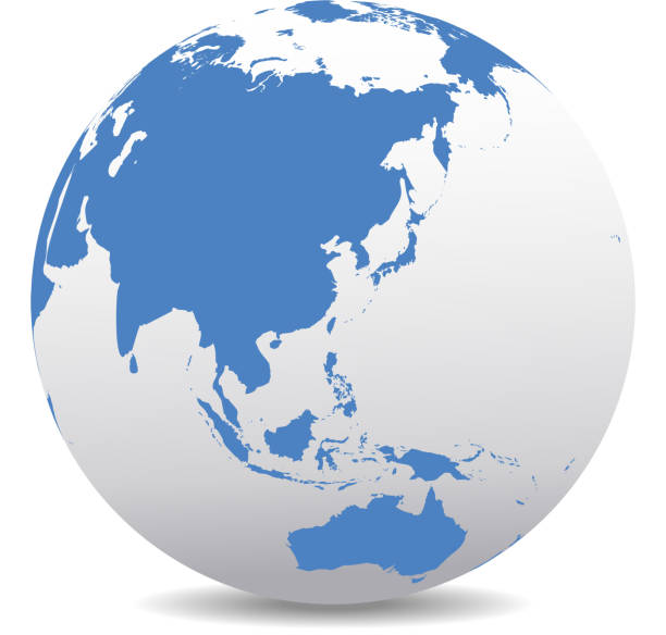 China, Japan, Malaysia, Thailand, Indonesia, Global World Vector Map Icon of the World Globe world map china saudi arabia stock illustrations
