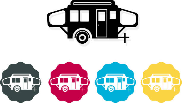 Camping Trailer  Icon Set of Travel Trailer's illustration is AI10 EPS teardrop camper stock illustrations