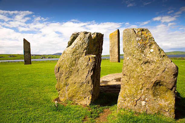Neolithic henge monument of standing stones, seen from the former entrance causeway on the north side. The monument is dating from 3100 BC.