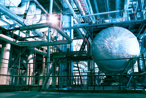 istock Industrial zone, Steel pipelines, valves and cables 532770337