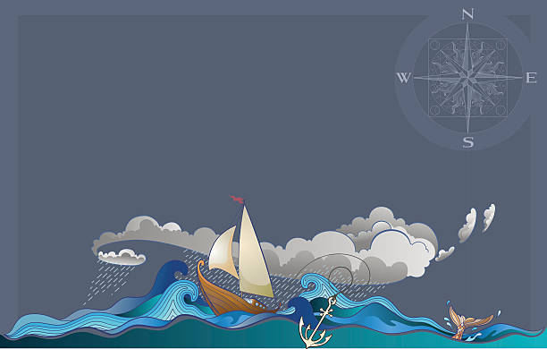 sailling łódka - anchor nautical vessel sea sailboat stock illustrations