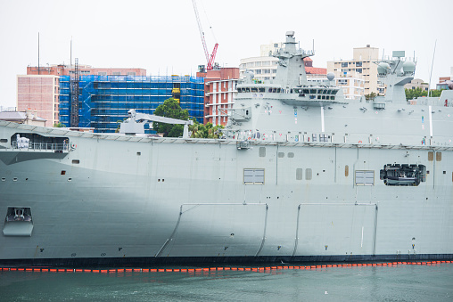 Aircraft carrier in the sea