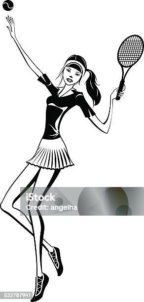 Female Tennis Player Stock Illustration - Download Image Now - 2015, Activity, Adult