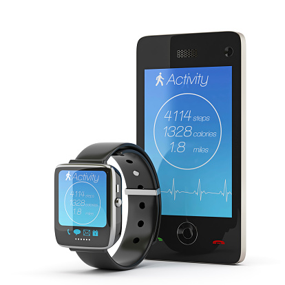 Smart Watch with Smart  Phone  Displaying Activity Apps