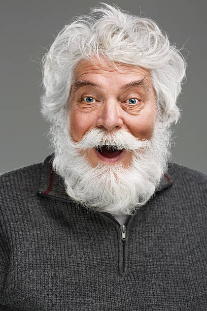 Portrait Of Senior Man With White Beard And Mustache Stock Photo - Download  Image Now - iStock