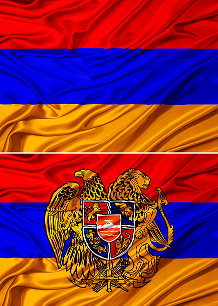 3d rendering of an Armenia flag icon on white background.