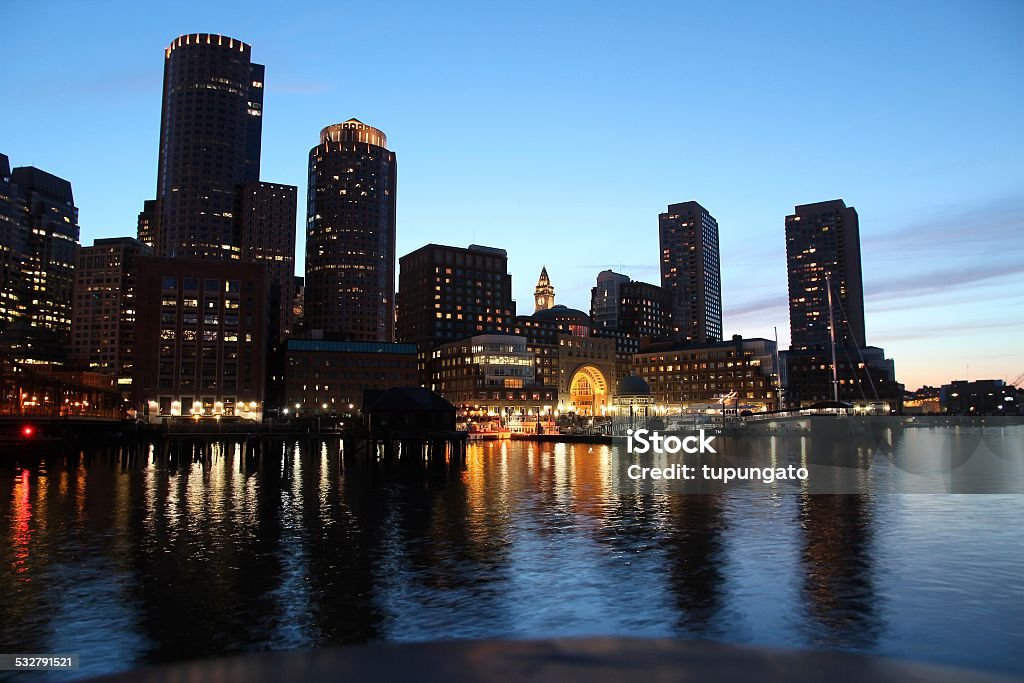 Boston skyline Boston, Massachusetts in the United States. Evening city skyline. 2015 Stock Photo