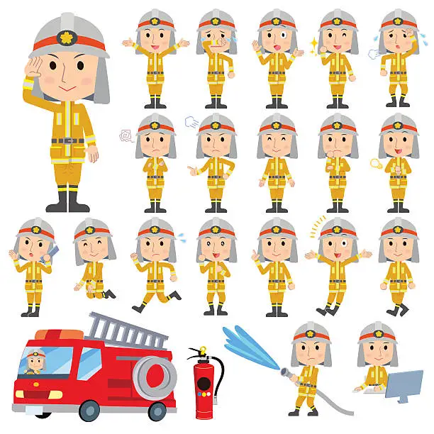 Vector illustration of Fireman Set