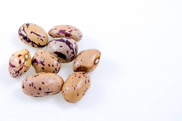 close up of some borlotti beans isolated on white