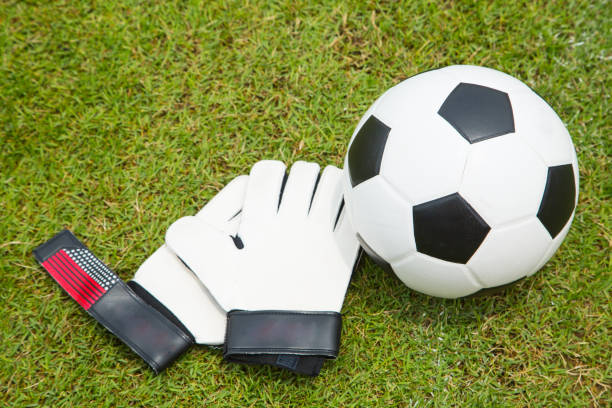 istock Soccer ball and goldkeeper gloves set for shoot 532814833