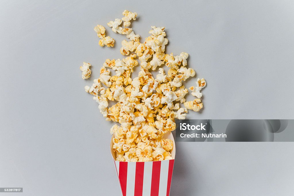 Full popcorn in classic popcorn box 2015 Stock Photo