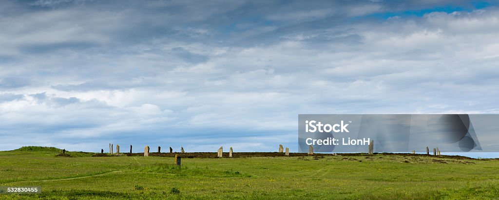 Full Ring of Brodgar, Orkney Full view on the Neolithic henge monument of standing stones, called Ring of Brodgar. 2015 Stock Photo