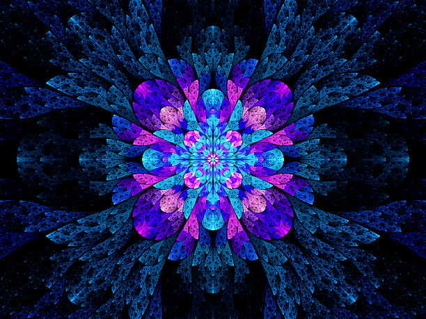 istock Blue pink multicolored stained glass fractal 532832007