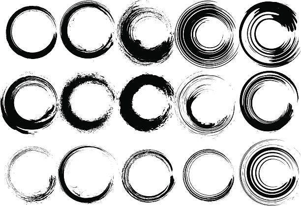 inked circle pinsel set - tapezierbürste stock-grafiken, -clipart, -cartoons und -symbole