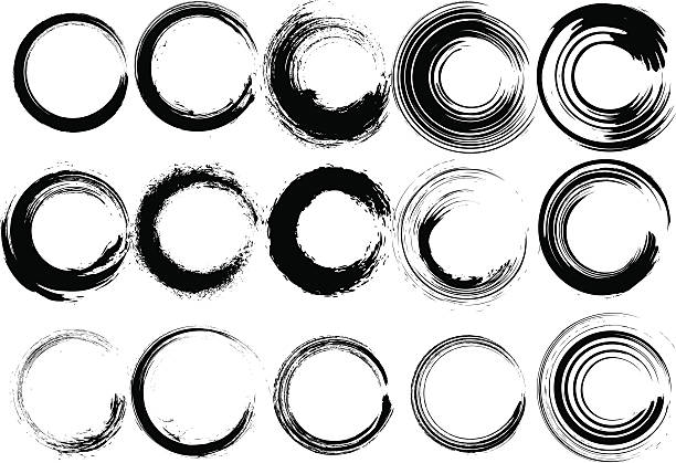 Inked circle brush set Black set, inked grunge brush and spot elements.Brushes included in the EPS8 design.File contain EPS8 and large JPEG files. make up brush stock illustrations