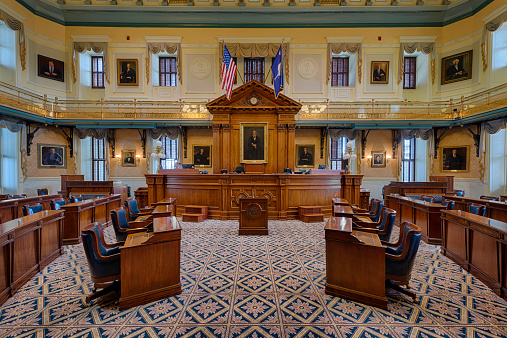 Columbia, South Carolina, USA - December 9, 2014: Senate chamber in the South Carolina State Capitol building