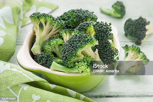 Fresh Broccoli In Bowl Stock Photo - Download Image Now - 2015, Bowl, Broccoli