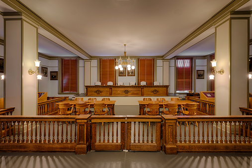 Tallahassee, Florida, USA - December 5, 2014: Supreme Court chamber in the Old Florida State Capitol building
