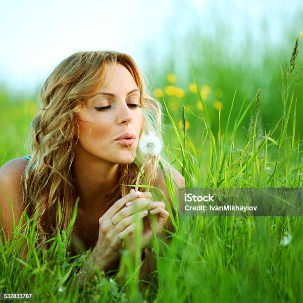 I Wish Stock Photo - Download Image Now - Women, Blowing, Dandelion