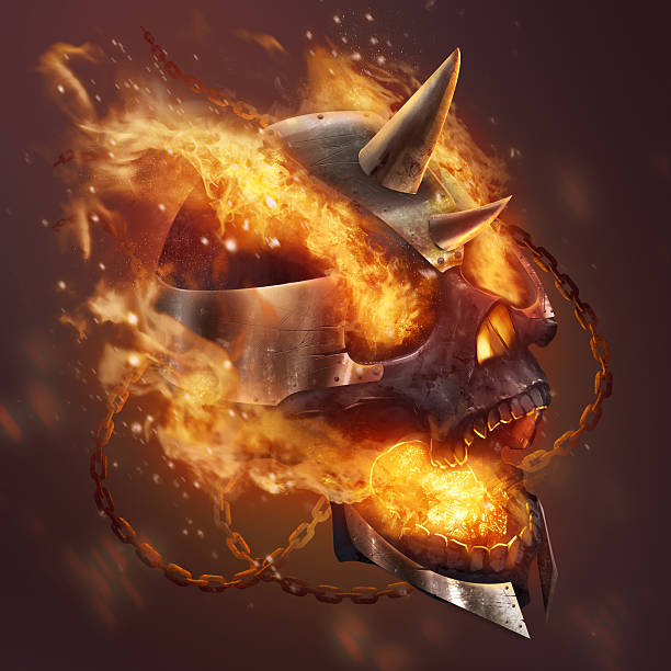 화재 스컬 - inferno fire flame skull stock illustrations